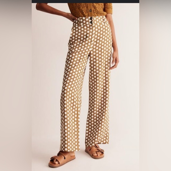 Boden Pants - Boden Westbourne Linen Wide Leg Pant | Honeycomb Pattern | 2P